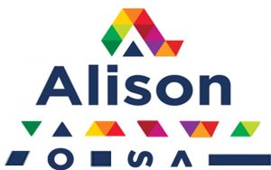 Alison logo in whole and in part to show how it came together