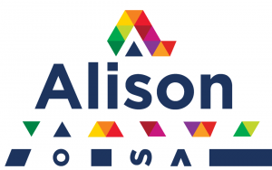 Alison name and logo in whole and parts to show how it came together
